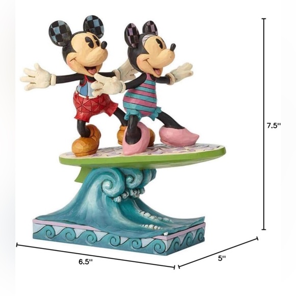 Jim Shore Disney Traditions Minnie & Mickey On Surfboard Surf's Up! 6001275 - Picture 3 of 17